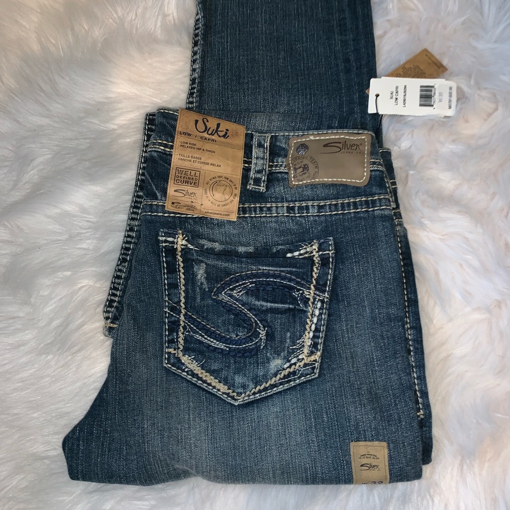 Silver jean capris